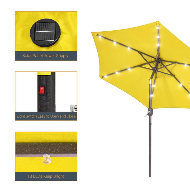 LIVOOSUN Patio 7.5 Feet Market Solar LED Light Umbrella