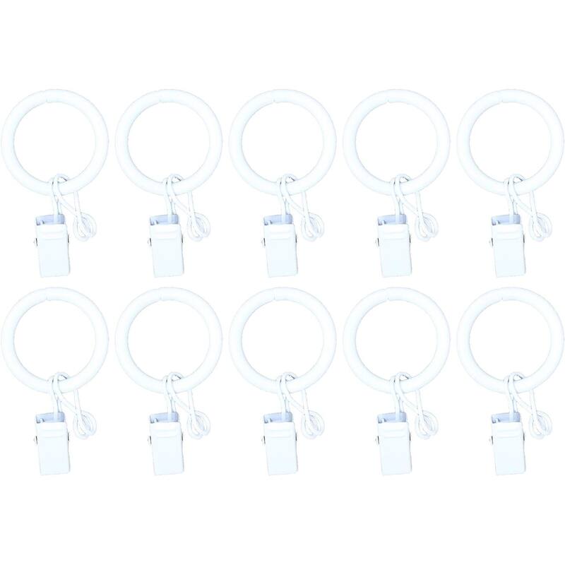 10PCS Solid Metal Window Drapery Curtain Panel Ring with Eyelet, 1" Inner Diameter, Fits Up to 3/4" Rod Multicolor - Glossy White