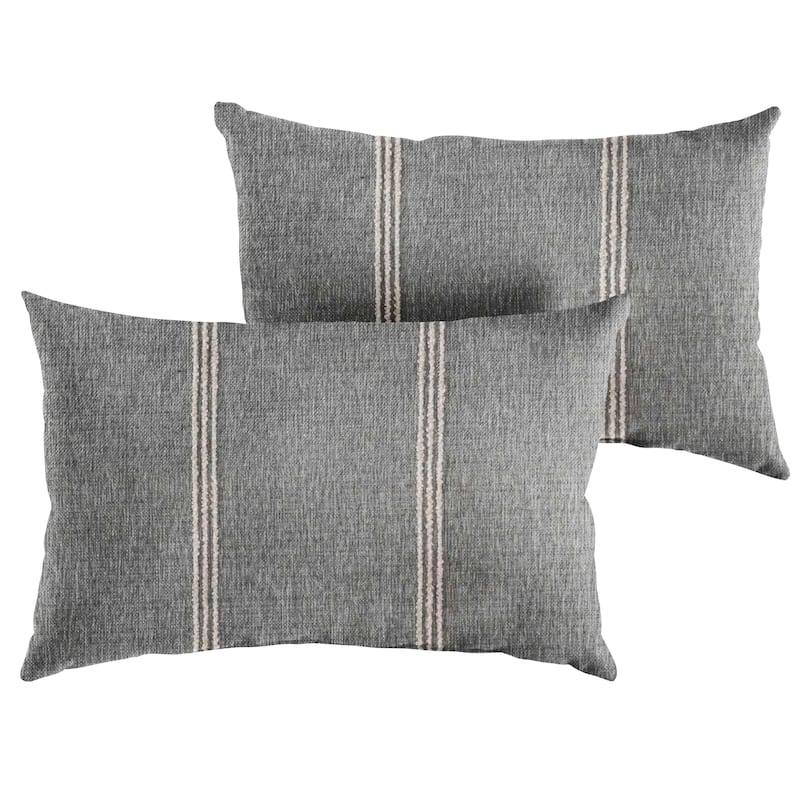 Sunbrella Textured Indoor/Outdoor Knife Edge Pillow (Set of 2) - 12 in H x 24 in W x 6 in D - Lengthen Stone