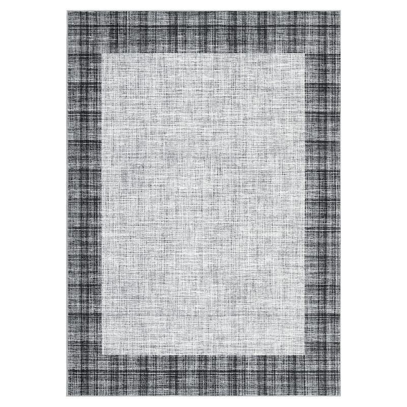 Garvee Linen Border Living Room Area Rug