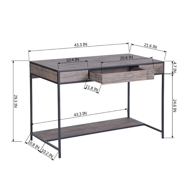 Computer Desk with 1 Storage Drawers, 43.3 Inch Home Office Writing