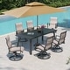 preview thumbnail 17 of 31, Pellebant Outdoor Aluminum Dining Table with Umbrella Hole for 6-8 Person