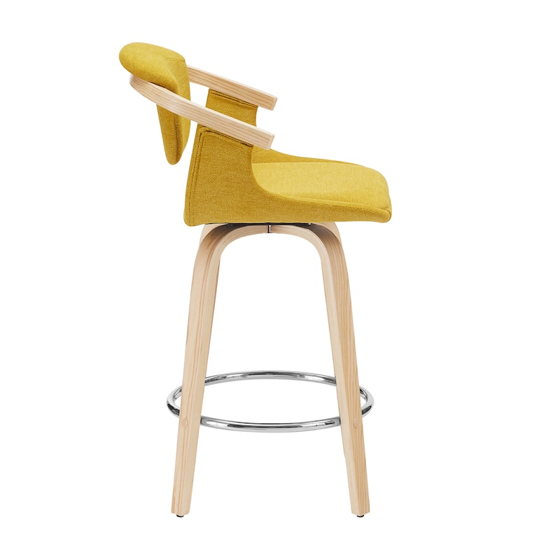 Art Leon Poplar Wood and Upholstered Swivel Barstool