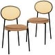 preview thumbnail 73 of 95, LeisureMod Euston Set of 2 Modern Dining Chair with Wicker Back & Upholstered Velvet Seat for Home Office Living Room & Kitchen Brown Velvet