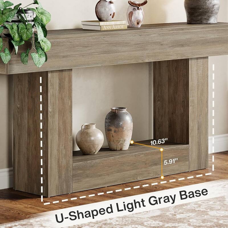 63 Inches Farmhouse Console Table with U-Shaped Base