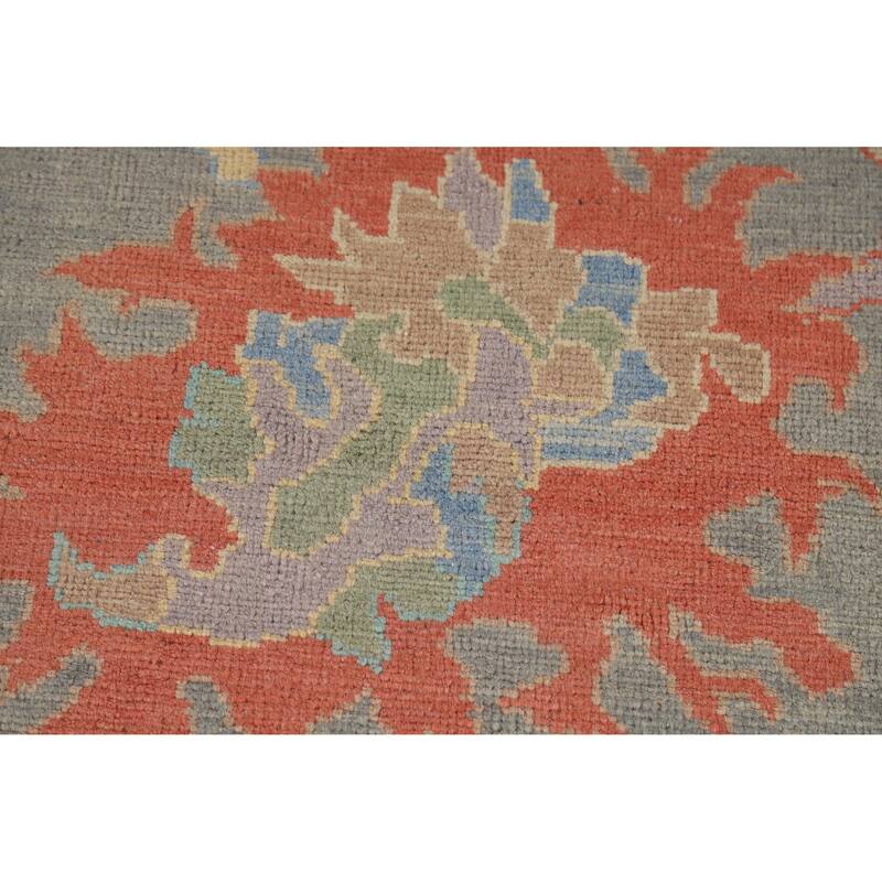 Hand Knotted Oriental 100% Wool Carpet Transitional All-Over Greys & Charcoal Oushak Area Rug - 11' 10'' X 9' 3''