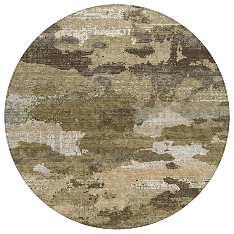 Machine Washable Indoor/ Outdoor Abstract Casual Chantille Rug