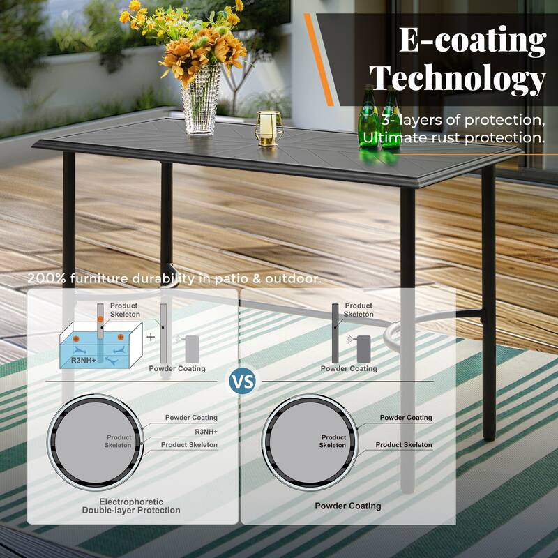 5-Piece Dining Bar Set, 4 Metal Swivel Bar Chairs and 1 Rectangular Metal Bar Height Table