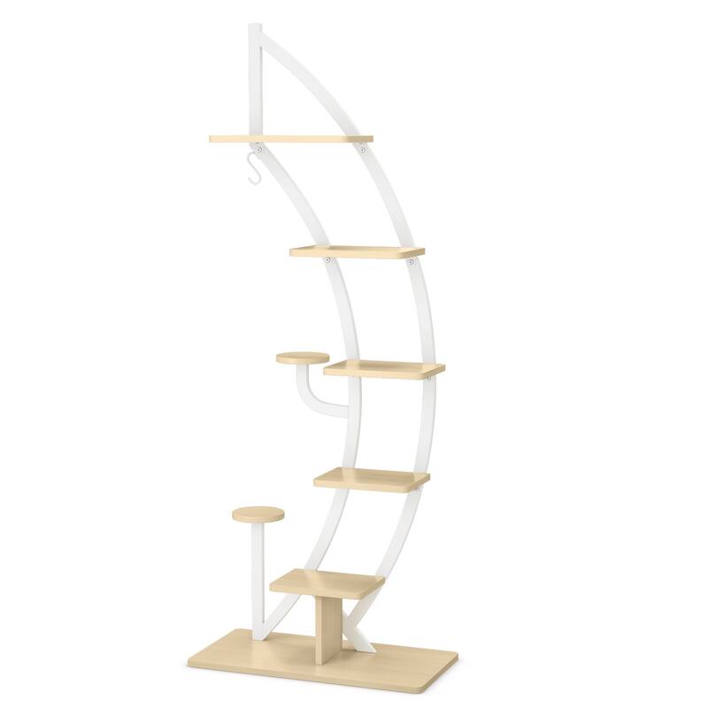 Gymax 2PCS 6 Tier Curved Stand 9 Potted Metal Plant Stand Holder