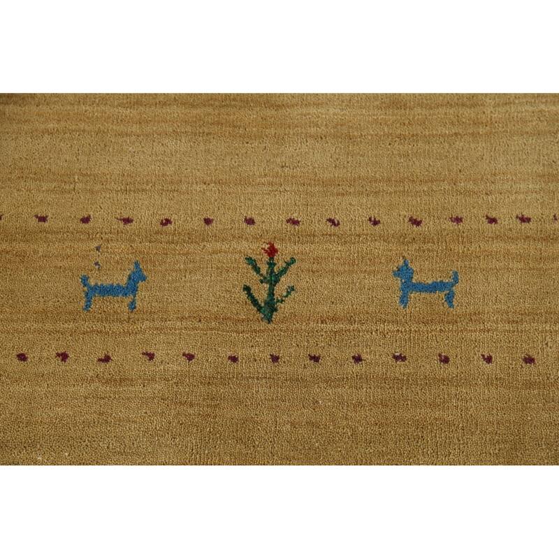 Tribal Yellow Gabbeh Indian Runner Rug Handmade Wool Carpet - 2'4"x 9'9"