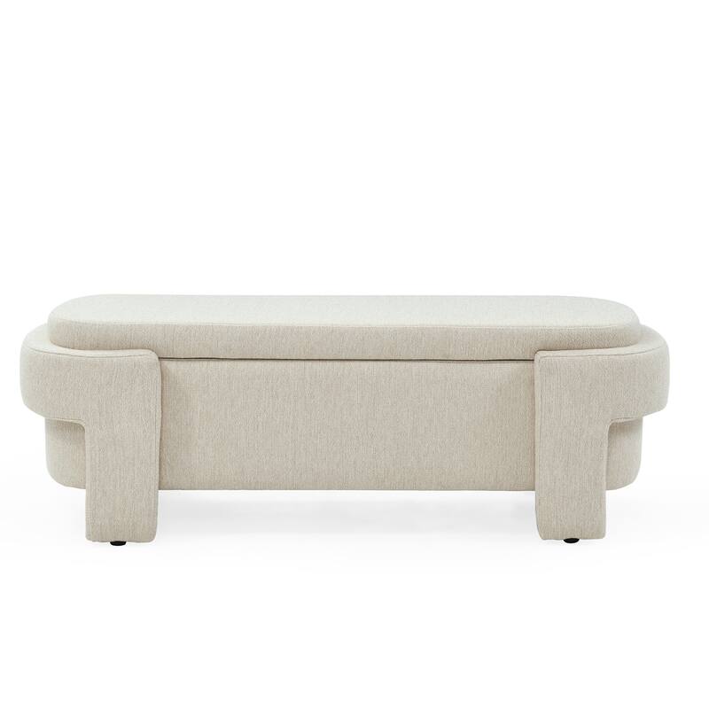 Linen Storage Bench for Bedroom, Large Upholstered End of Bed Ottoman Modern Window Bench with Hidden Storage