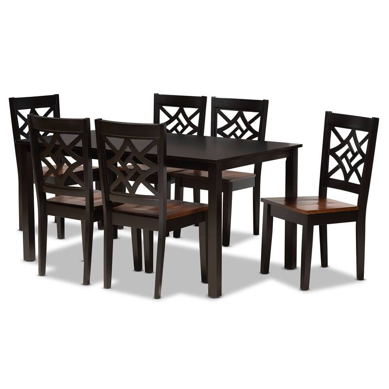 Nicolette Modern and Contemporary Transitional 7-PC Dining Set - Brown