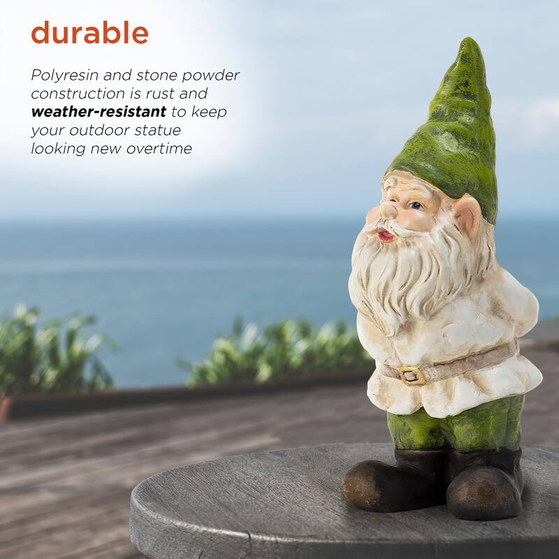 Gnome Folding Hands Looking Up Garden Statue