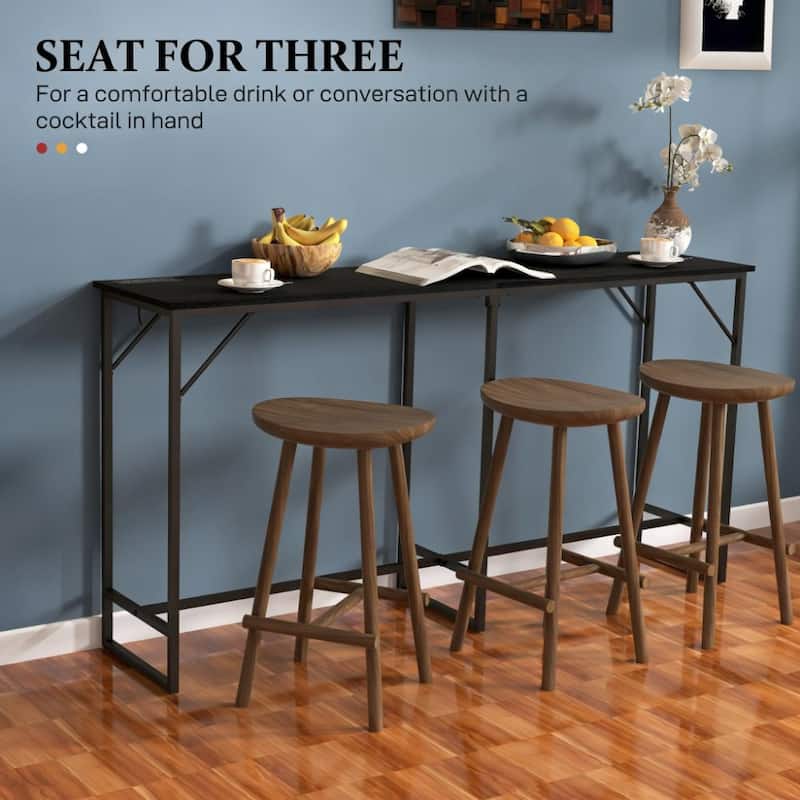 Bar Height Table Breakfast Table with Power Outlets, Wood Dining Table Home Office Table with USB Ports