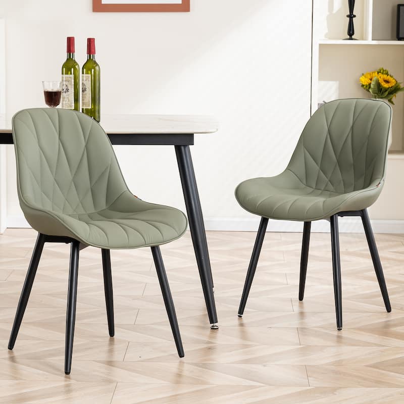 Upholstered Dining Chairs Set of 2 Modern Kitchen Chairs - Olive Green