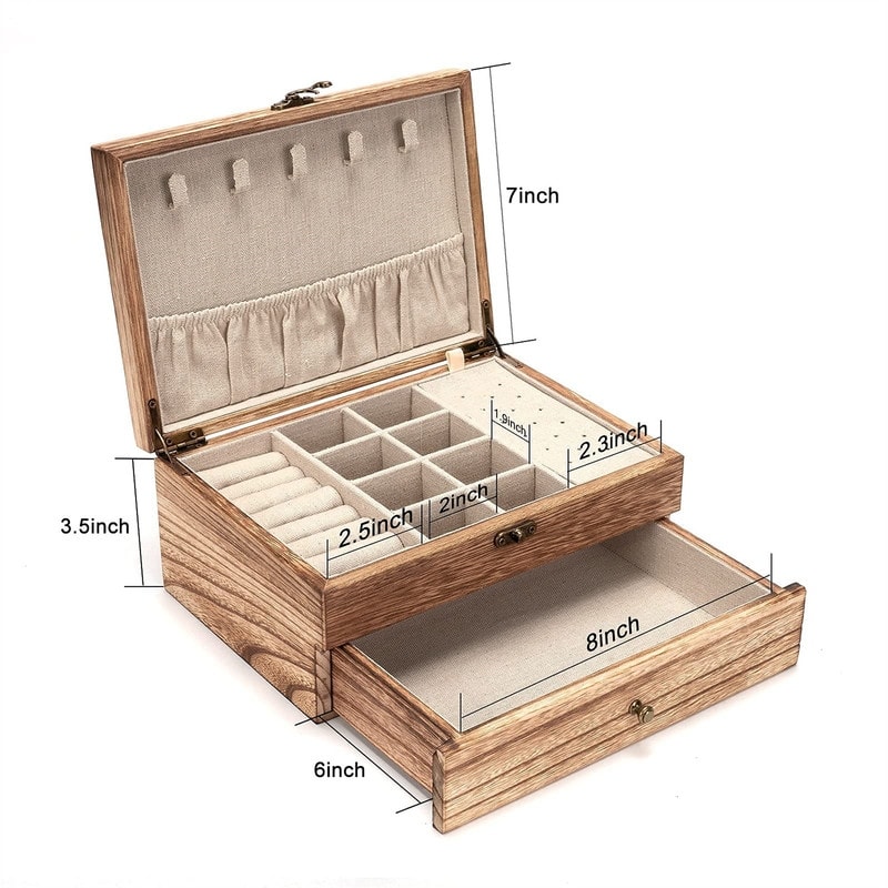 Jewelry Box for Women - 7"D x 10"W x 4.8"H