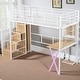 preview thumbnail 19 of 30, Full Size Metal Loft Bed with Desk, LED-Lit Shelves, Built-in Wardrobe, and Storage Stairs, Workstation Combo for Kids or Teens Twin White - Twin