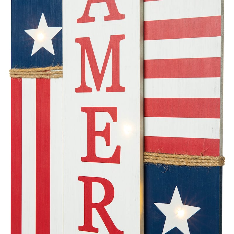 Glitzhome 36"H Wooden Patriotic Americana Porch Decor