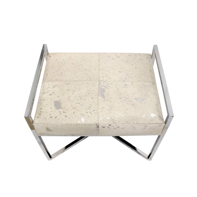 Pasargad Home Safari Cowhide with St. Steel Legs Bench