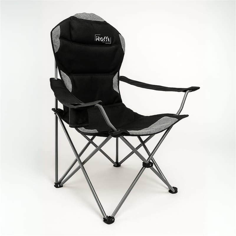 Oxford Fabric Single Folding Outdoor Chair - Black