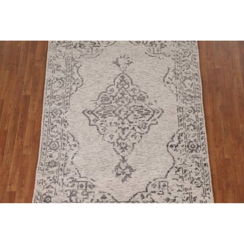 Geometric Moroccan Area Rug Hand-Knotted Wool Carpet - 5'2"x 7'7"
