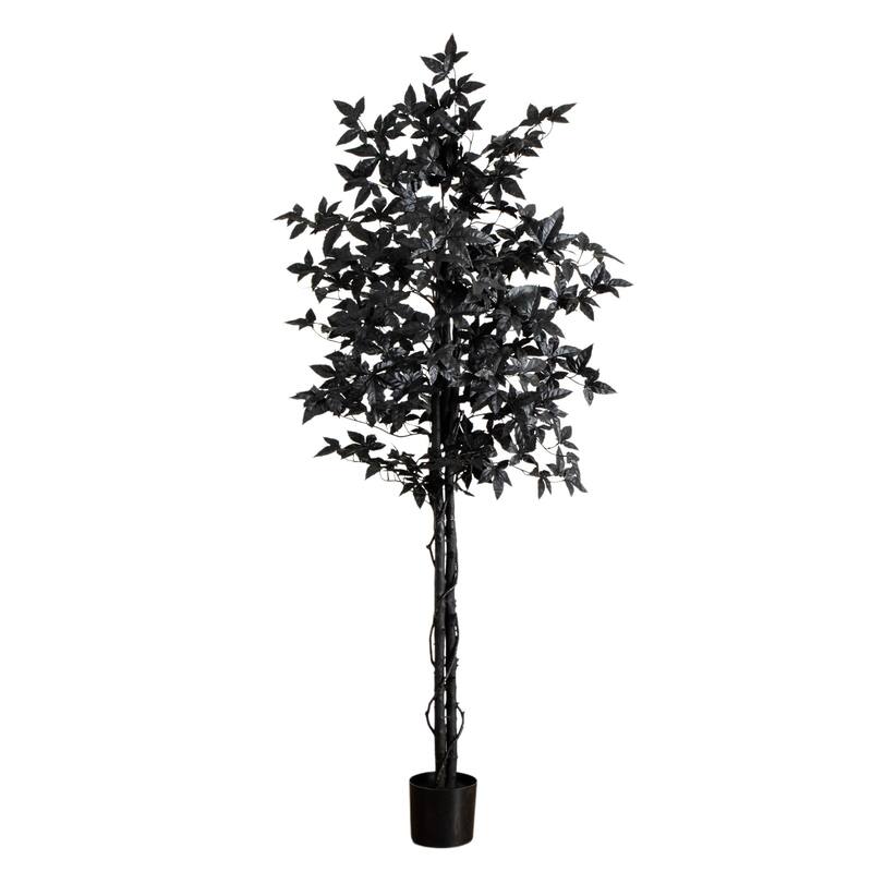 Black Maple Halloween Artificial Potted Tree - 6' - Unlit