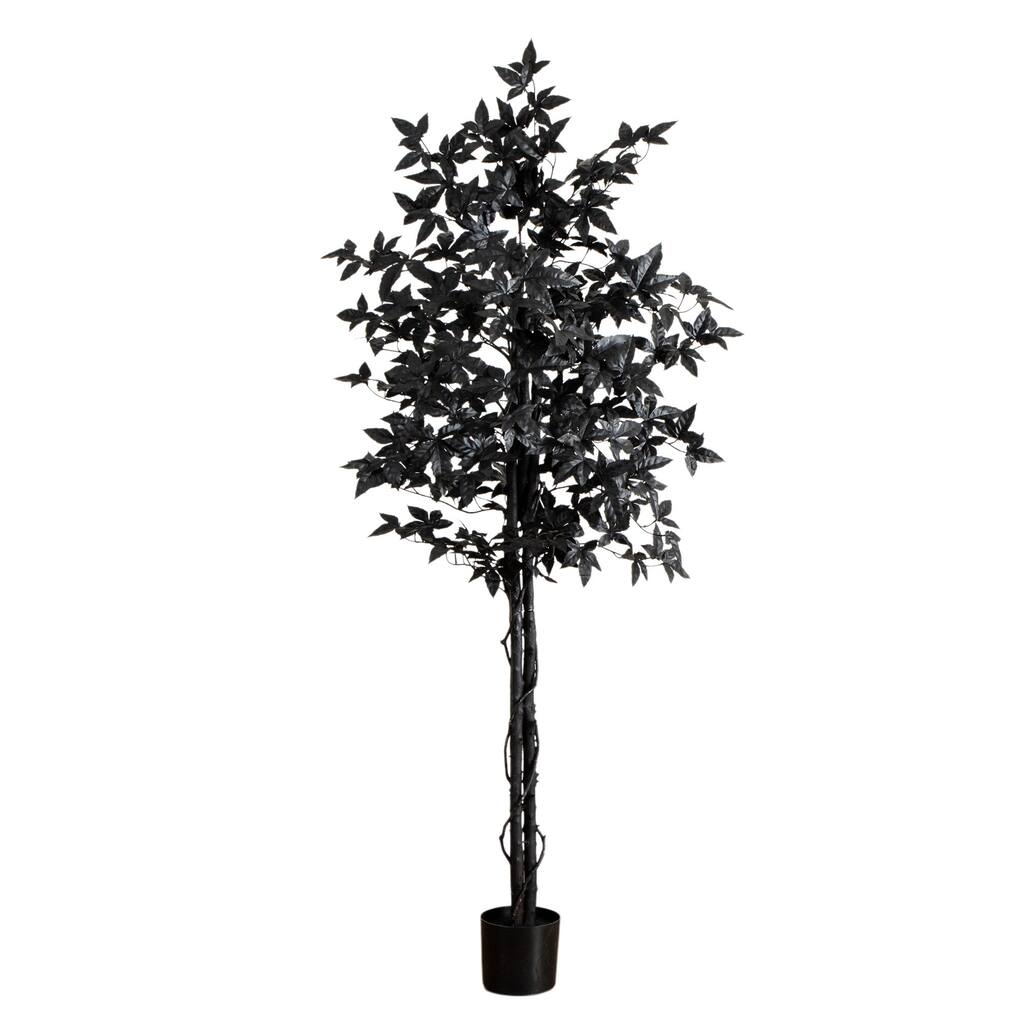 Black Maple Halloween Artificial Potted Tree - 6' - Unlit