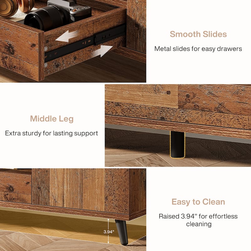 63" TV Stand for TV Up To 75'', Entertainment Center Media TV Console Cabinet
