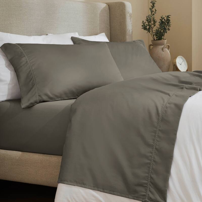 Superior Imperia Cotton Blend Embroidered 600 Thread Count Sheet Set - California King - Grey