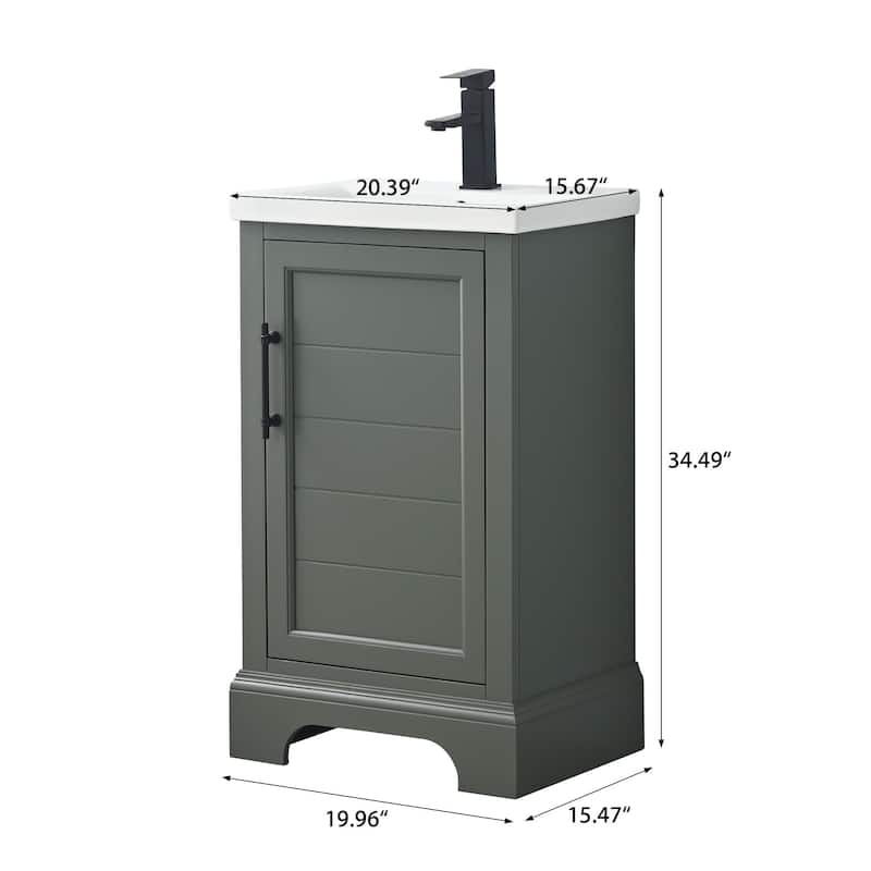 Vanity Art 20" Single Sink Bathroom Vanity with Ceramic Sink & Top