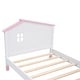 preview thumbnail 8 of 7, Twin Size Wood Platform Bed with House-shaped Headboard  (White+Pink)