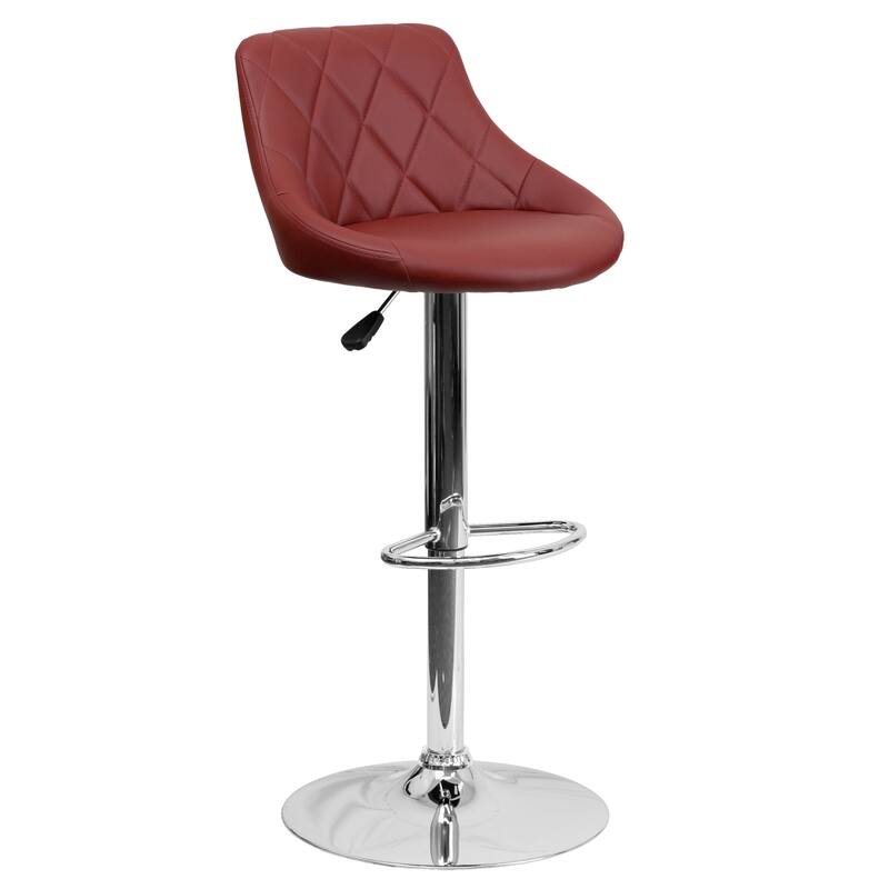 Diamond Pattern Vinyl Bucket Seat Adjustable Barstool - 18.5"W x 19"D x 33.25" - 41.75"H