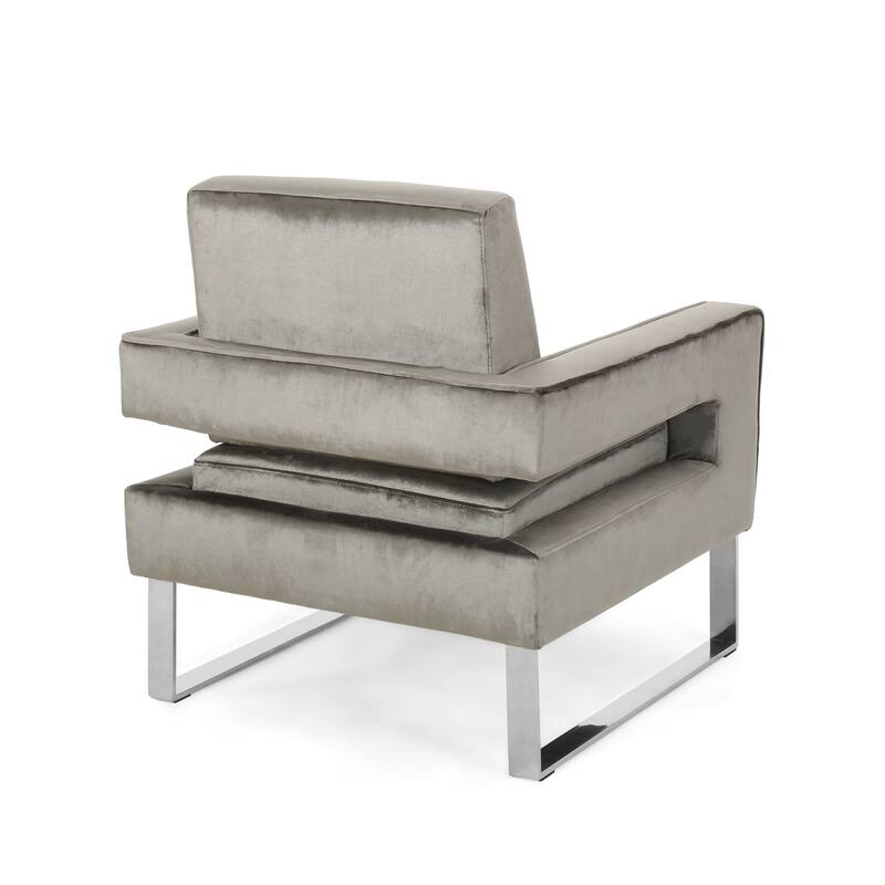 Modern Velvet Club Chair with Stainless Steel Legs