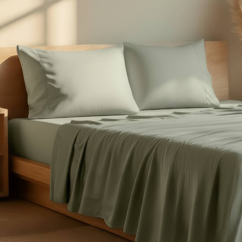 Bare Home Microfiber Sheet Set with Envelope Pillowcases - Full XL - Sage