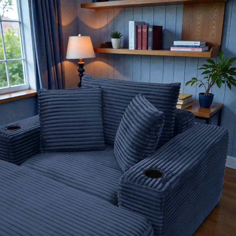 52.4" Boneless Chaise Lounge Chair, Corduroy Modular 3 in 1 Sofa Bed, Cloud Sleeper for Living Room Bedroom