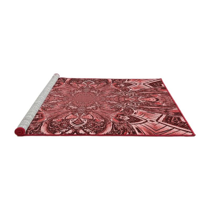Ahgly Company Machine Washable Transitional Pastel Red Pink Area Rugs
