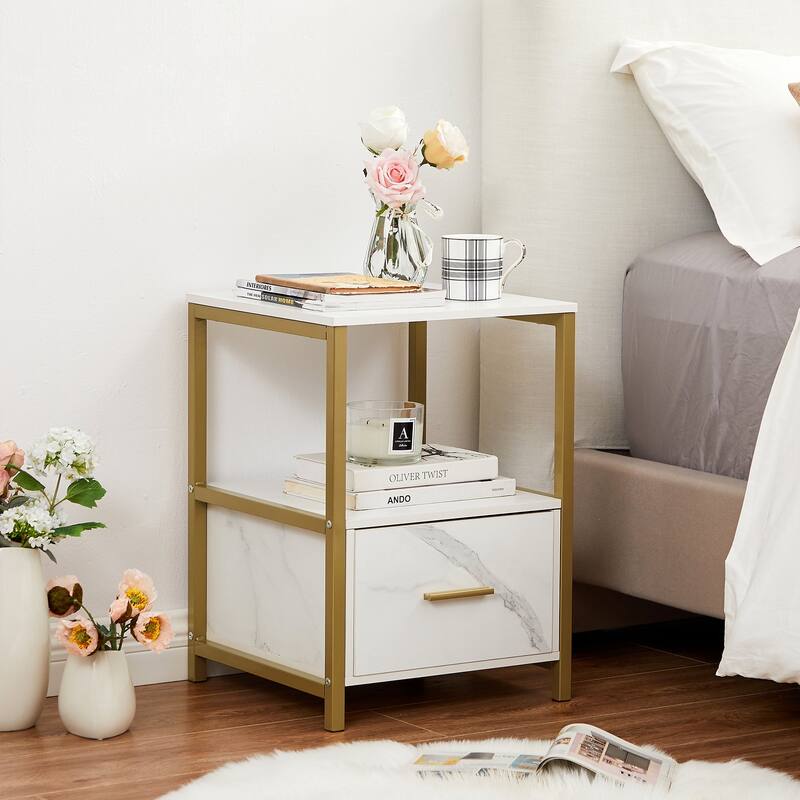 Javlergo (Set of 2) 1-Drawer Nightstand, Modern Square End Side Table for Bedroom, Living Room