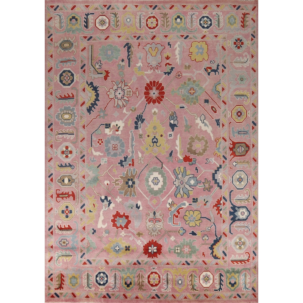 Transtional Oushak Style Area Rug Handmade Wool Carpet - 9'0"x 11'10"