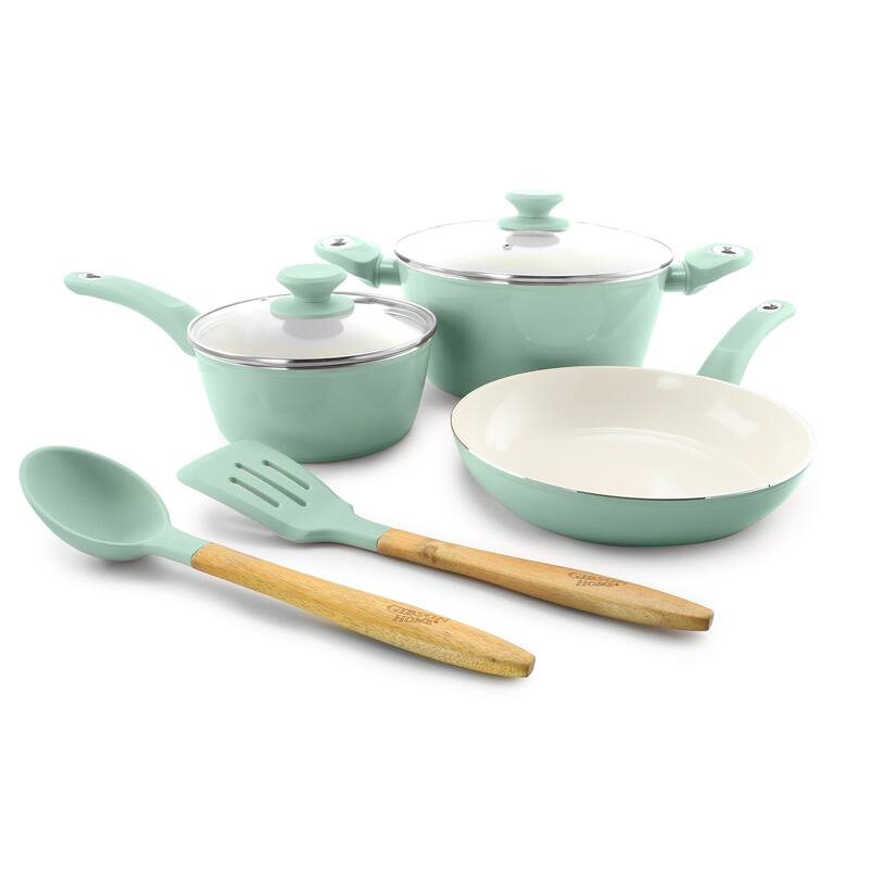 Plaza Cafe 7pc Cookware Set, Sky Blue