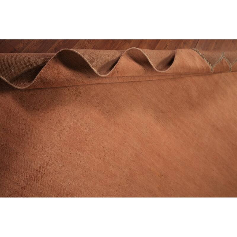 Orange Modern Gabbeh Area Rug Hand-Knotted Wool Carpet - 6'8" x 9'9"