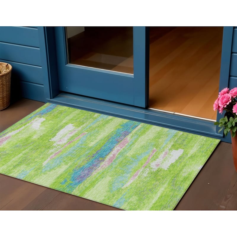 HomeRoots Abstract Transitional Rectangle Outdoor Rug - 3' x 5'