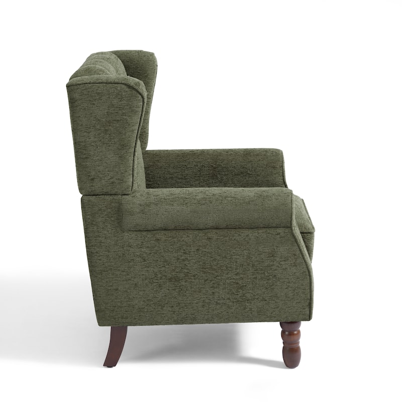 Button Tufted Armchair Wingback Wood legs Accent Chairs (Set of 2)