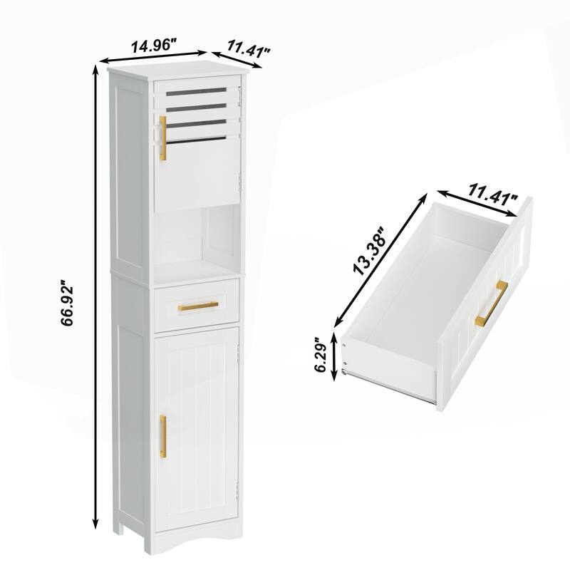 Versatile Bathroom Storage Cabinet with Multiple Compartments and Adjustable Shelves
