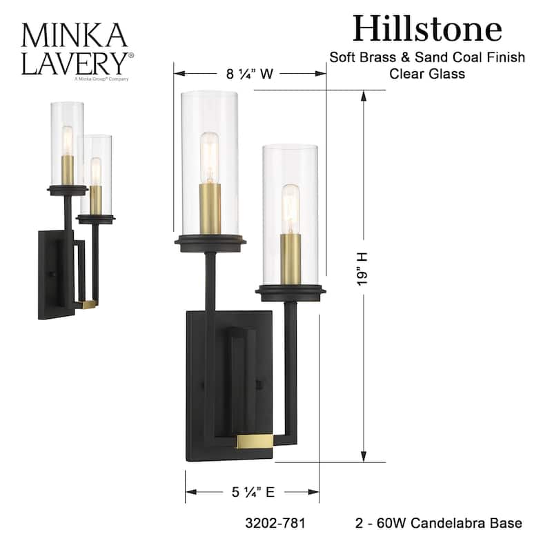 Minka Lavery 3202 Hillstone 2 Light 19" Tall Wall Sconce