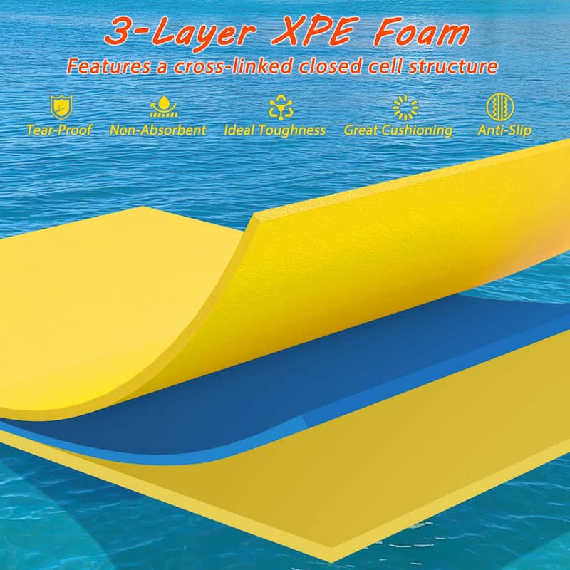 Costway 3-Layer Tear-proof Water Mat Floating Pad Island Water Sports
