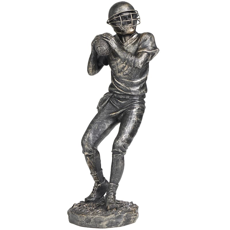 Polystone Football Player Decorative Sculpture - Silver - Roche River Decor - Silver