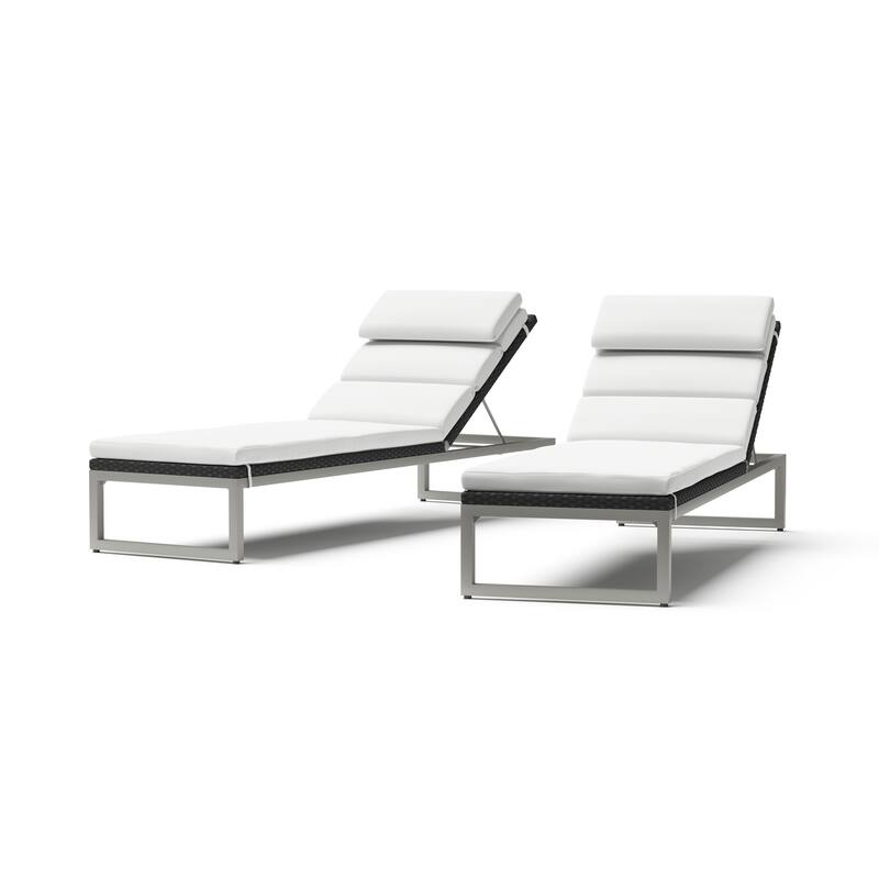 Milo 2 Piece Sunbrella Outdoor Patio Espresso Chaise Lounges