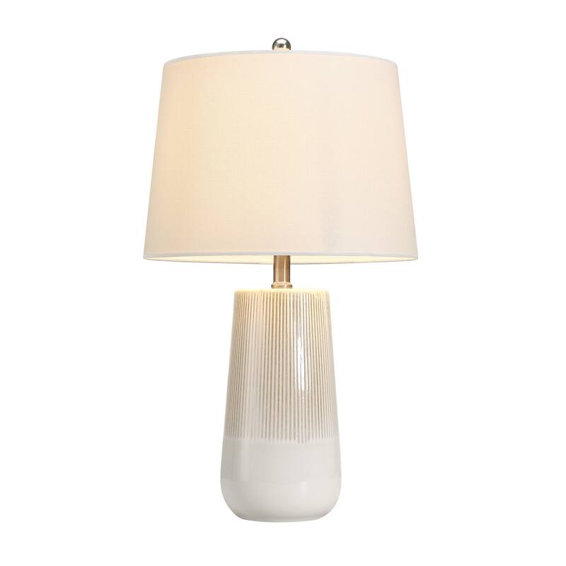 3-Way Ceramic Table Lamp Set of 2 with White Shades - 23 in. H