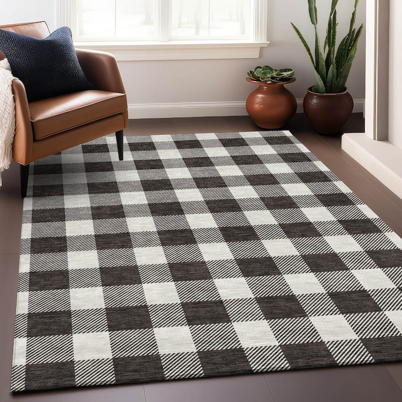 Premium Washable Super Soft Plaid Mayfield Rug - Black - 2'6" x 3'10"