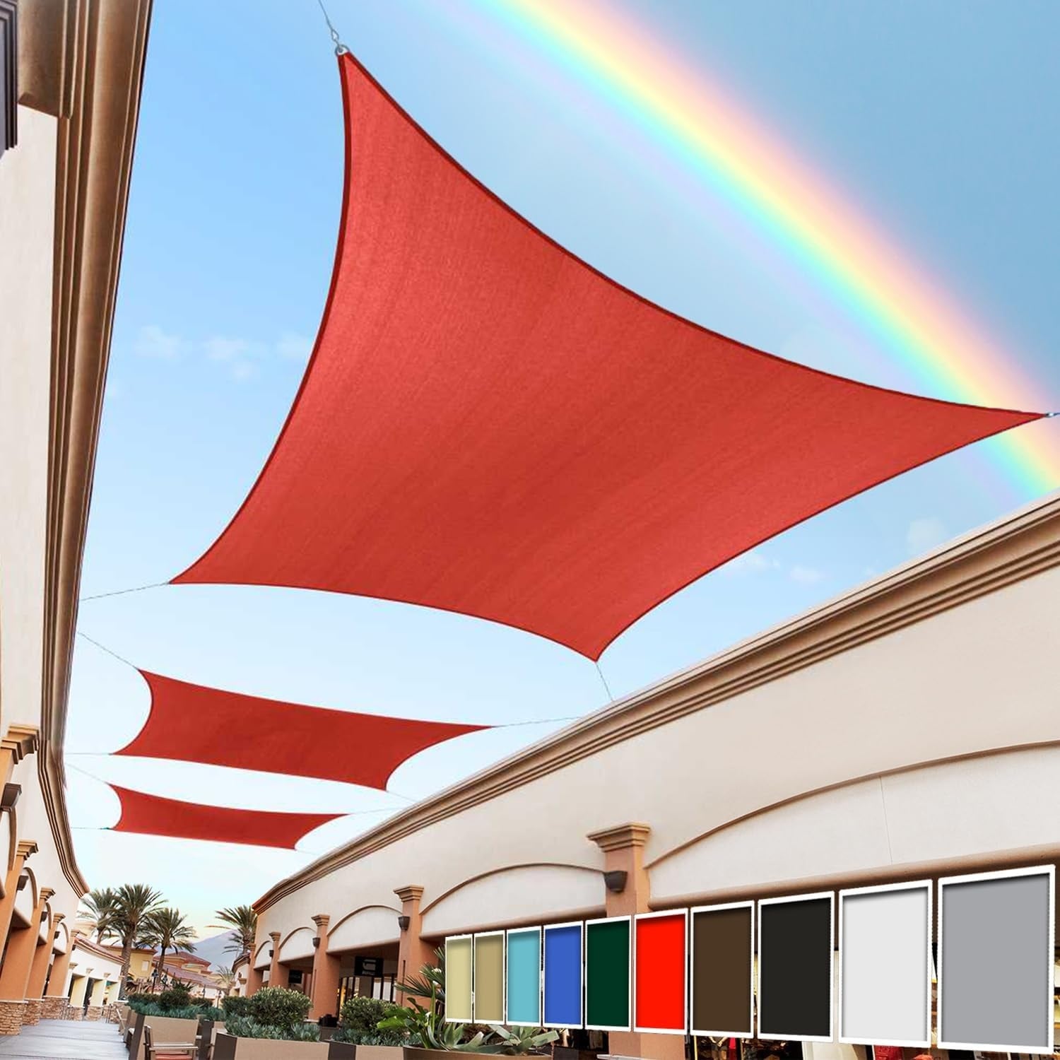 14' x 14' Red Square Sun Shade Sail Canopy for Outdoor Patio with UPF50+ UV Blockage